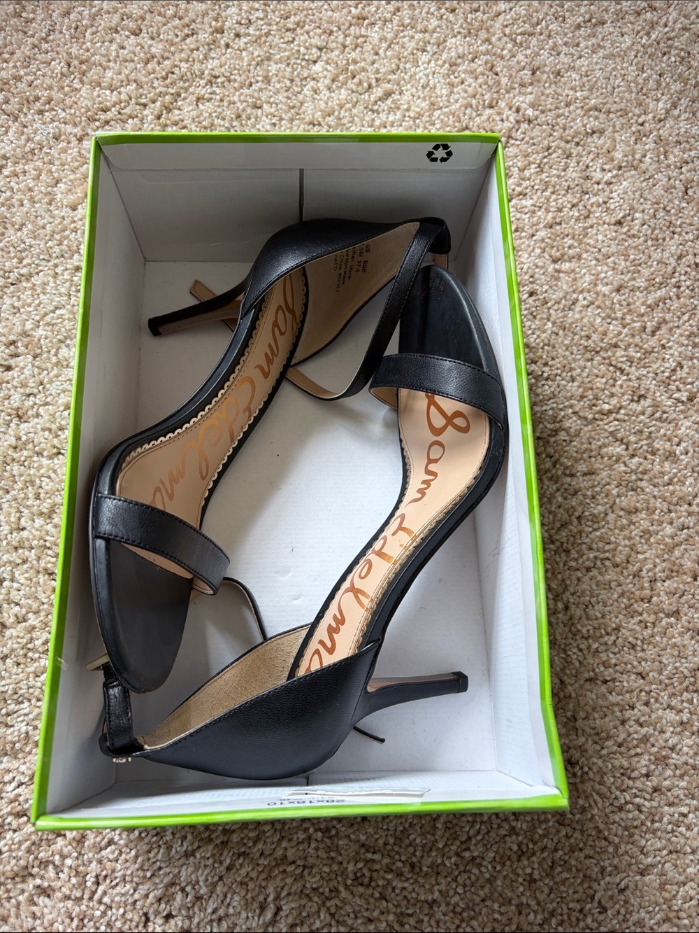 Sam Edelman Black Leather Strappy Open-Toe Heels